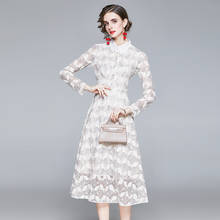 ZUOMAN Women Spring Elegant White Lace Dress Shirt High Quality Long A-Line Party Robe Femme Vintage Designer Casual Vestidos 2024 - buy cheap