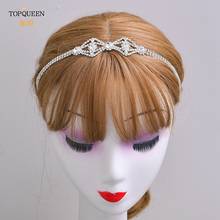 Topqueen fs1881 tiara brilhante com strass para mulheres, tiara para mulheres, faixa longa, acessórios para cabelo, baile de casamento 2024 - compre barato