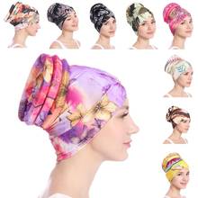 Gorro con estampado de flores para mujer, turbante islámico para la cabeza, sombrero para el cáncer, sombrero para el quimio, moda musulmana 2024 - compra barato