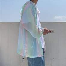 Jaqueta bomber colorida arco-íris masculina, roupa fina para o verão, casaco casual folgado com proteção solar 5xl-m 2024 - compre barato