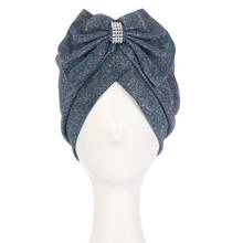 Bow-tie Headscarf Bonnet Rhinestone Hijab Turban Glitter Female Head Wraps Muslim Hat Islamic Headwear Clothing Cancer Chemo Hat 2024 - buy cheap