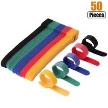 50pcs 12*200mm T-type Velcro Cable Tie Wire Reusable Cord Organizer Wire Colorful Computer Data Cable Power Cable Tie Straps 2024 - buy cheap