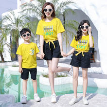 2020 new Beach Family Matching Outfits Mother Daughter Father Son girl Mommy and Me Clothes Cotton T-shirt+Shorts Clothing Sets 2024 - buy cheap