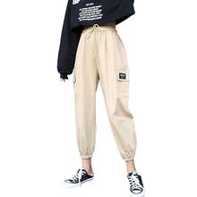 Calça feminina lisa cintura alta, peça calça feminina folgada social casual streetwear primavera verão 2024 - compre barato