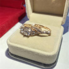 Milangirl-Conjunto de anillos redondos de cristal para mujer, conjunto de anillos de compromiso para fiesta de boda, joyería, accesorios para mano, 2 unids/set 2024 - compra barato