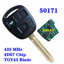 3 Buttons 433Mhz Car Remote key For Toyota Avensis Kluger Prado120 Tarago RAV4 Replacement Remote Control Key 4D67 Chip 2024 - buy cheap