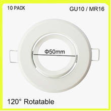 Paquete de 10 soportes GU10 MR16, Marco GU5.3, soporte de metal, blanco, acabado cromado, foco led redondo, diámetro de 50mm 2024 - compra barato