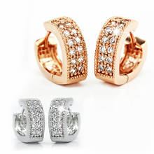 Women's Fashion Love Heart Hoop Earrings Silver Plated Crystal Circle Full Cubic Zirconia Female Rose Gold Ear Jewelry 2024 - buy cheap
