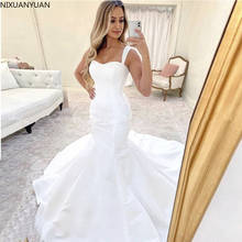 Атласное свадебное платье-русалка, белое платье на бретелях-спагетти, для невесты 2024 - купить недорого