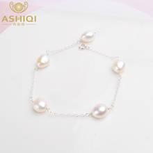ASHIQI genuino 925 plata esterlina barroco Natural pulsera de perlas para mujeres perla de agua dulce de moda de la joyería 2024 - compra barato