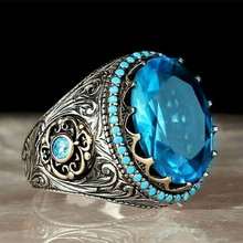 Boho Ethnic Style Big Sky Blue Oval Cubic Zircon Women Rings Anniversary Gift Exquisite Pattern Female Brilliant Ring Jewelry 2024 - buy cheap