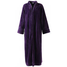 Women's Flannel Robe Zipper Front Robes Full Length Fleece Warm Robe Fluffy Long Bathrobe Plush Night Dressing Robes for Womens 2024 - buy cheap