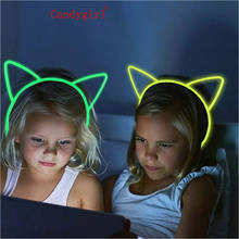 Diadema de plástico brillante con orejas de gato para niña, diadema luminosa con dibujos animados para el pelo, accesorios para el cabello, 1 unidad 2024 - compra barato