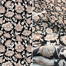 145cm de largura preto estampa floral pequena tecido de cetim de seda imitação tecido para blusa feminina vestido camisa pijama e calças costura de pano diy 2024 - compre barato