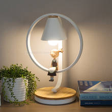 Luminária de mesa em resina led, candelabro moderno de decoração nórdica para meninos e meninas, iluminação de cabeceira para quarto 2024 - compre barato