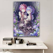 Rem ram re zero amor anime pintura em tela decoração da parede arte fotos quarto estudo casa sala de estar decoração cópias cartaz 2024 - compre barato