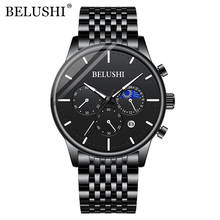 Belushi novo relógio masculino cronógrafo, com pulseira de aço inoxidável esportivo à prova d'água de quartzo, relógio masculino de luxo com data 2024 - compre barato