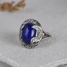 FNJ 925 Silver Rings Lapis Lazuli 100% Real Original S925 Solid Prue Silver Ring for Women Jewelry Vintage Romantic Flower 2024 - buy cheap