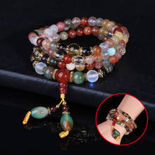 Natural Colorful Crystal Quartz Beads Buddhist Bracelet Necklace 108Pcs Prayer Bead Mala Bracelet/Necklace for Women Girl 2024 - buy cheap
