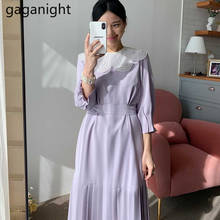 Gaganight-vestido ajustado plisado de encaje para mujer, prenda de estilo coreano, elegante, a la moda, para primavera y otoño, 2020 2024 - compra barato