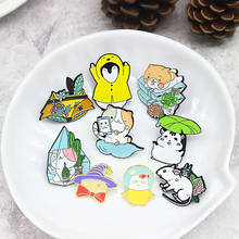 Cartoon Cats Penguin Fox Enamel Pins White Rat Kitten Cats Duck Chick Hamster Baby Badge Custom Brooch Bag Lapel Animal Jewelry 2024 - buy cheap