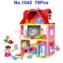 Bloques de construcción de Casa de princesa para niña, juguete de bloques de construcción de gran tamaño, colorido, rosa, urbano, 1042, 78 Uds. 2024 - compra barato