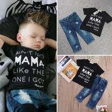 Pudcoco 2019 Newest Fashion Newborn Toddler Kids Boys Clothes T Shirt Tee Top Denim Pants Outfits Set 2024 - buy cheap