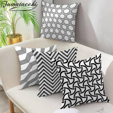 Fuwatacchi Black and White Plaid Pillow Case Geometric Line Pattern Cushion Cover for Home Sofa Car Decorative Throw Pillowcases 2024 - buy cheap