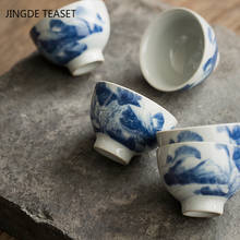 Taza de té de cerámica con grietas de hielo de Jingdezhen, pintado a mano cuenco de té, taza única China Retro, accesorios de té maestro, 2 unids/lote 2024 - compra barato