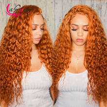 13X5 Orange Deep Wave Human Hair Wigs 40 Inch Ginger Loose Weave Hd Lace Frontal Woman Full Curly Bleached Knot Pre Plucked13x6 2024 - buy cheap