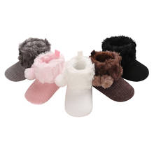 Newborn Baby Girls Winter Warm Booties Cotton Pom Boot Solid Infant Princess Fur Lining Non-slip Soft Soled Walking Shoes 2024 - buy cheap