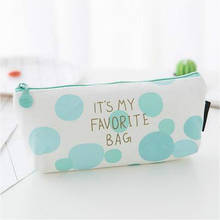 1pcs/sell Concise Kawaii Pencil Case Peppermint Green Big Round Dot School Supplies Stationery Gift Pencil Box Pencil Bag 2024 - buy cheap