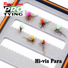 6pcs fly fishing small dry flies 4 colors assorted 18#High vision adam parachute flies for surface feeders panfish lure fly set 2024 - buy cheap