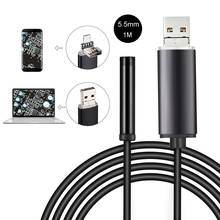 Minicámara endoscópica Android, boroscopio USB con lente de 5,5mm, Flexible, semirrígida, 1m, 2m, 5m, 10m, cámara de inspección de tubo de serpiente para PC 2024 - compra barato