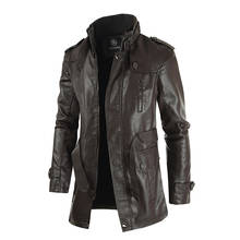 De los hombres de cuero de la PU Trench chaqueta Medieval Goth primavera otoño parte de arriba ropa informal Vintage gótico Moto Biker prendas de vestir 2024 - compra barato