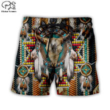 Homens unisex crânio nativo lobo indiano 3d impresso veados caça shorts casuais moda verão secagem rápida board shorts streetwear 008 2024 - compre barato