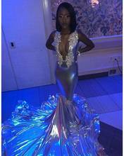 Shining Black Girls Mermaid Prom Dresses 2020 Beaded Evening Gowns Plus Size V Neck Prom Dress Formal Dress vestidos de fiesta 2024 - buy cheap