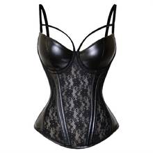 Corset Sexy Women Clothes Synthetic Leather Lace Steampunk Corset Sexy Lingerie Solid  Plus Size Bustier Corset 2024 - buy cheap