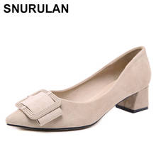 SNURULAN New fashionable women's elegant high-heeled pumps; female office shoes with a pointed toe on a square heel 2024 - buy cheap