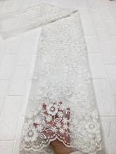 French Sequined Lace Fabric 2021 High Quality Embroidery African Handmade Beaded Lace Nigeria Fabric 5 Yards D4541 2024 - buy cheap