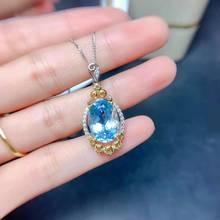 High-quality Lodon Blue Topaz Gemstone Fashion Pendant Necklace 925 Pure Silver Fine Wedding Jewelry for Women MeiBaPJFS 2024 - buy cheap