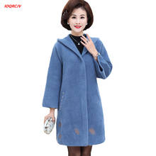 6XL Women Winter Cashmere Cardigan Imitation Water Velvet Knitted Long Coat 2020 Middle-aged Mother New Wool Sweater Jacket 1752 2024 - buy cheap