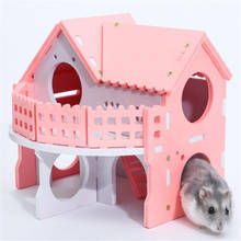 Bonito pequeno animal gaiolas coelho hamster casa única-dupla camada skate girando roda hamster gerbil mouse pet gaiola casa 2024 - compre barato