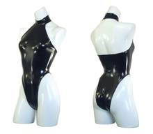 Bañador brillante de PVC de alta calidad para mujer, traje de baño Sexy con cuello Halter y espalda descubierta, traje de baño negro de una pieza de látex, Bodycon Catsuits 2024 - compra barato