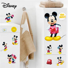 Pegatinas de pared de Mickey Minnie de Disney para habitación de niños, dormitorio impermeable, papel pintado extraíble, decoración del hogar 2024 - compra barato