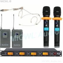 Micwl áudio uhf sem fio karaoke microfone sistema 3 handheld 1 cor da pele mini omnidirecional orelha gancho fone de ouvido 2024 - compre barato