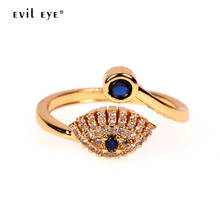 Anel micro olhado com zircão, anel dourado cor cobre turco mau olhado aberto joias de moda para mulheres e meninas le510 2024 - compre barato