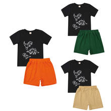 FOCUSNORM 1-6Y Summer Causal Boys Clothes Sets Cartoon Dinosaur Printed T Shirts Solid Shorts 2pcs 2024 - buy cheap
