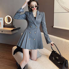 Платье-Блейзер, весеннее цельное женское повседневное офисное платье, модное дизайнерское мини-платье 2021, женский костюм с длинным рукавом в Корейском стиле, платье 2024 - купить недорого