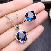 Flower Blue Crystal Sapphire Zircon Diamonds Gemstones Rings & Pendant Necklaces Jewelry Sets for Women Party Accessories Gifts 2024 - buy cheap